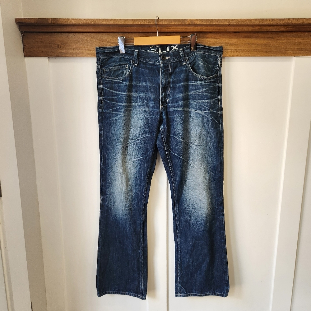 Helix Men’s Vintage Jeans 36x32 Slim Bootcut Dark Wash Y2K Denim Baggy